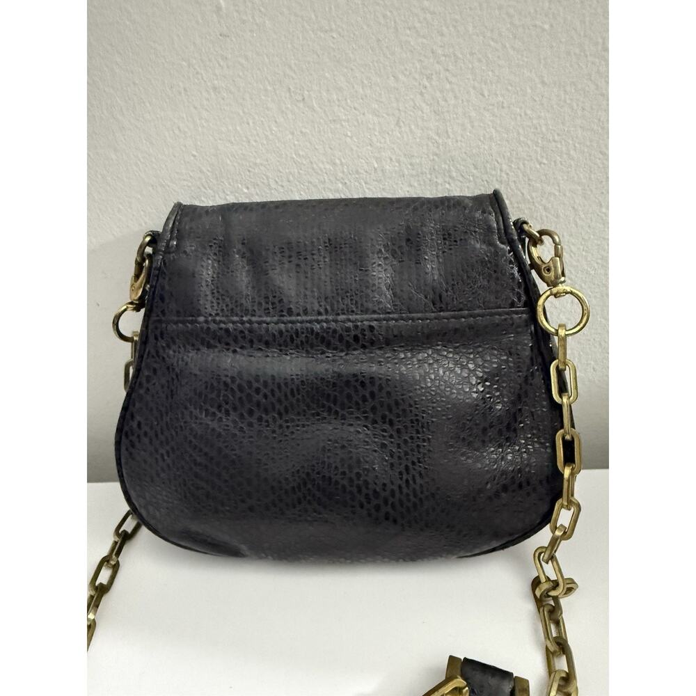 Vintage Tory Burch Black Leather Crossbody Gold Logo Chain Bag - Picture 6 of 13